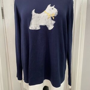 Crown and Ivy Navy Sweater with Scottie Design